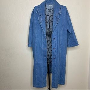 Vintage Color Me Cotton oversized rhinestone jean coat